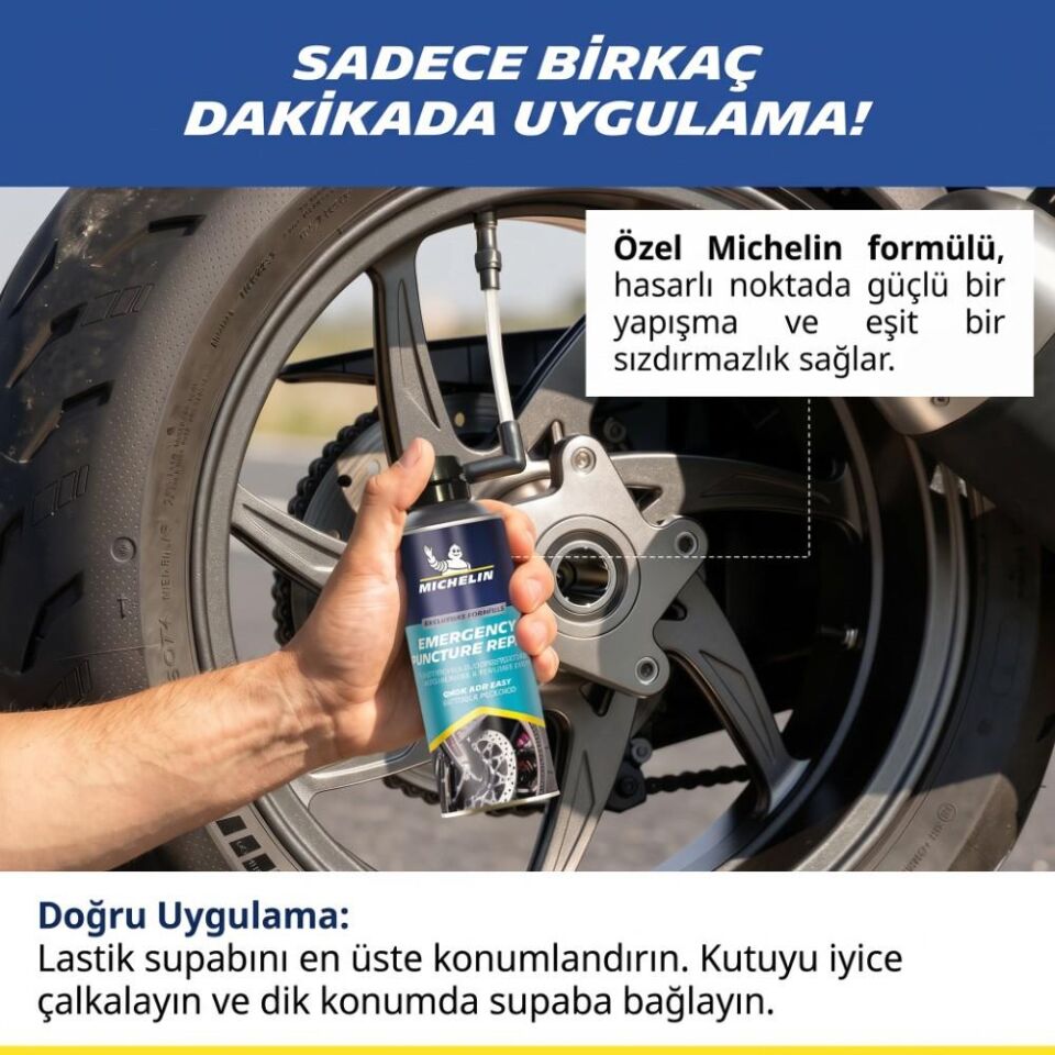 Michelin MC35119 200ml Motosiklet, Scooter Acil Lastik Tamir Spreyi/Köpüğü