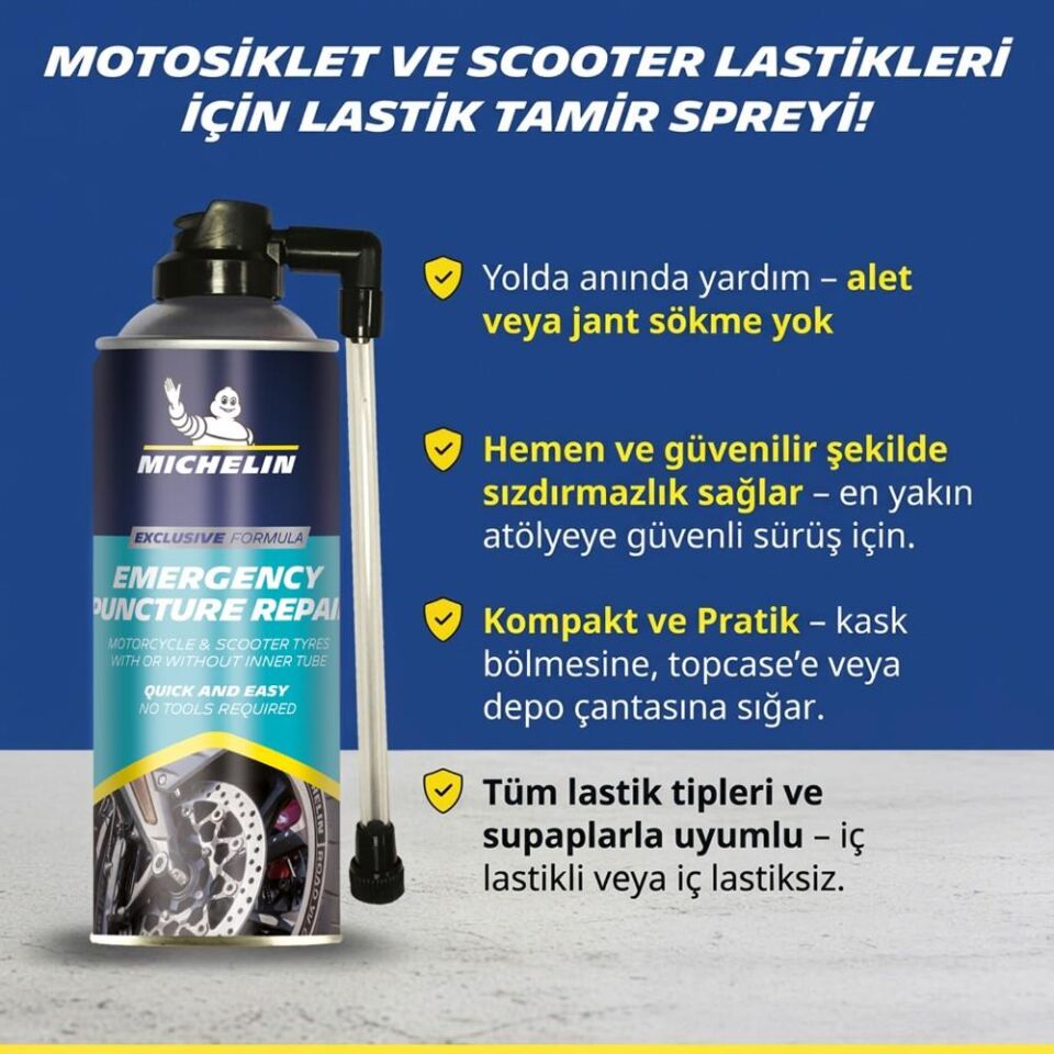 Michelin MC35119 200ml Motosiklet, Scooter Acil Lastik Tamir Spreyi/Köpüğü