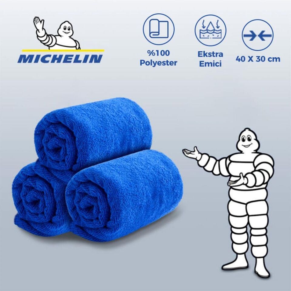 Michelin MC35033 40X30cm Süper Emici Mikrofiber Havlu, 3 Adet