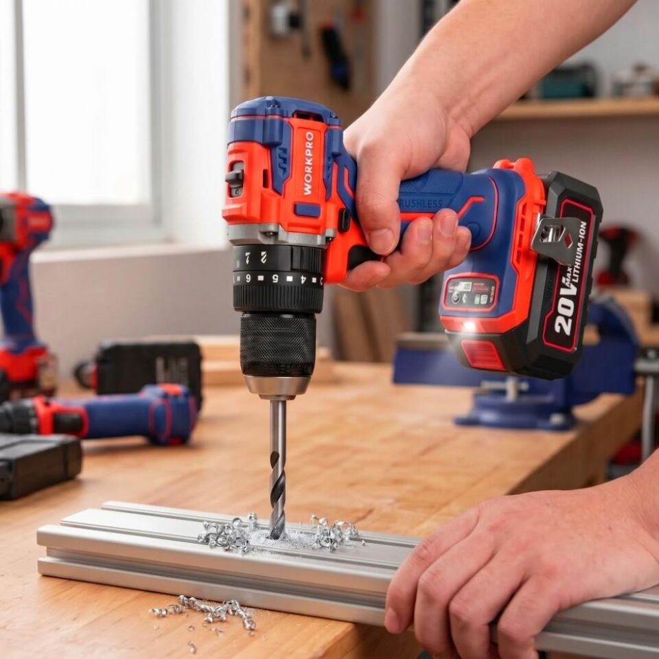 WORKPRO WP390020 20Volt 4.0Ah Li-ion 65Nm. Çift Akülü Kömürsüz Profesyonel Şarjlı Darbeli Matkap