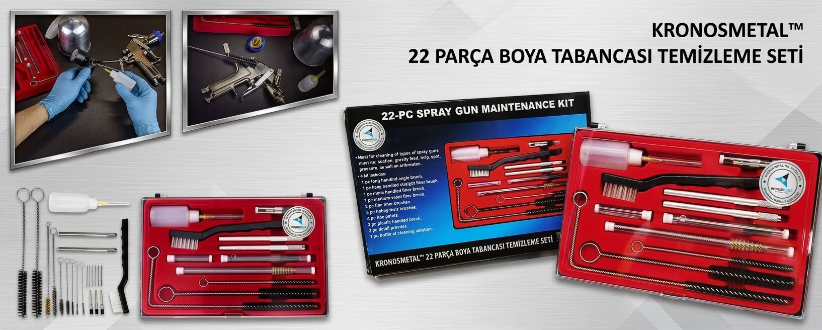 Boya Tabancası Temizleme 22 Parça Seti