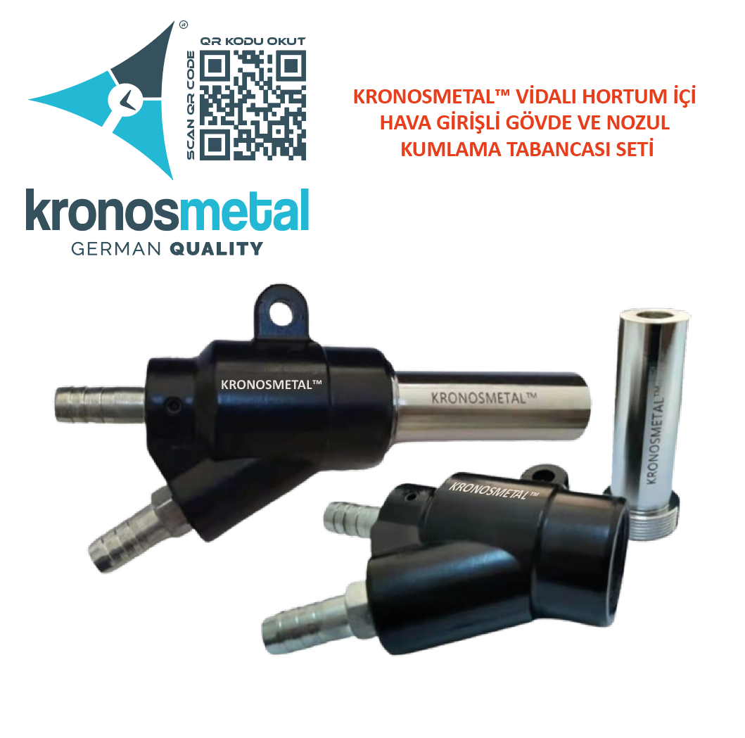 KRONOSMETAL™ Vidalı Kumlama Tabancası Gövde Bor Karbür Nozul Seti