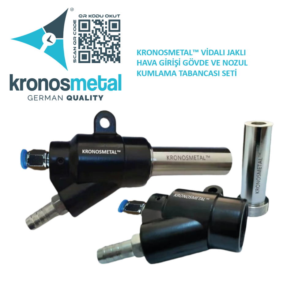 KRONOSMETAL™ Vidalı Kumlama Tabancası Gövde Bor Karbür Nozul Seti