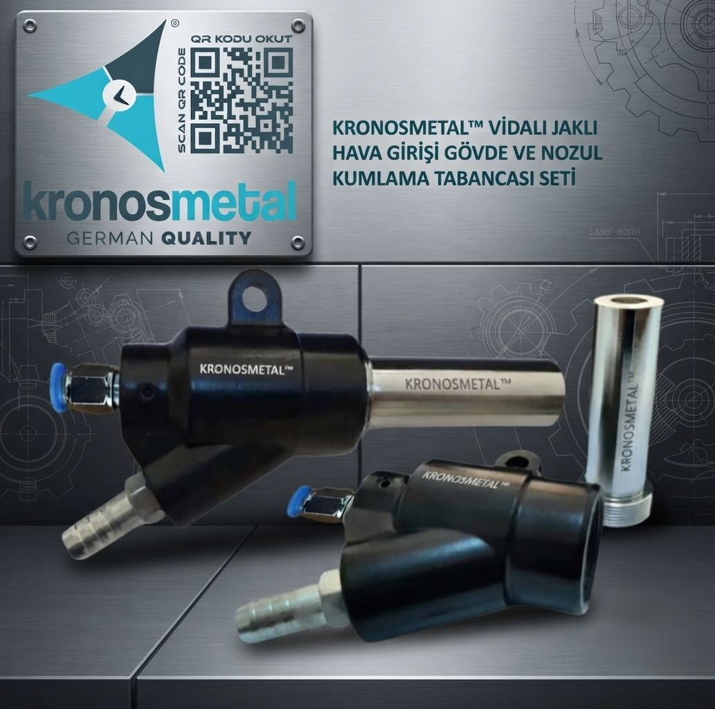 KRONOSMETAL™ Vidalı Kumlama Tabancası Gövde Bor Karbür Nozul Seti
