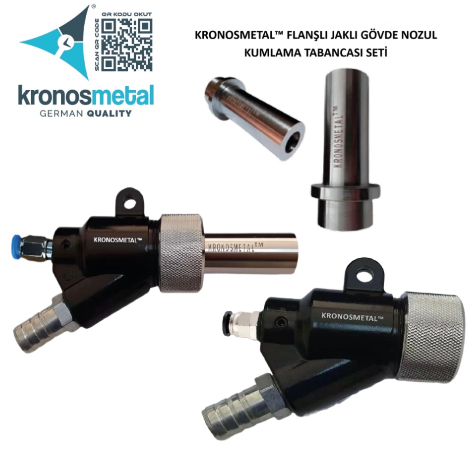 KRONOSMETAL™ Flanşlı Kumlama Tabancası Gövde ve Bor Karbür Nozul Seti