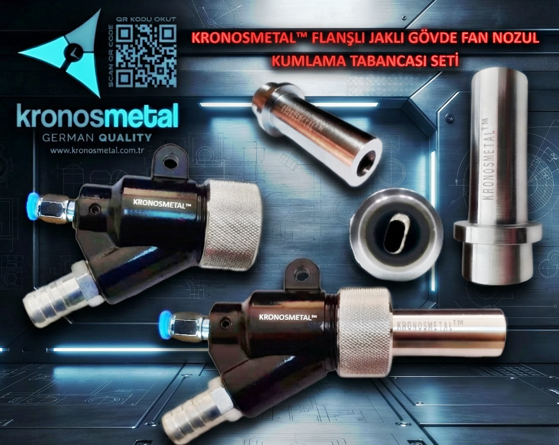 KRONOSMETAL™ Flanşlı Kumlama Tabancası Gövde ve Bor Karbür Fan Nozul Seti