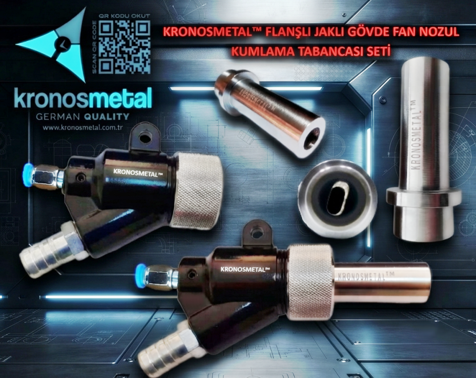 KRONOSMETAL™ Flanşlı Kumlama Tabancası Gövde ve Bor Karbür Fan Nozul Seti