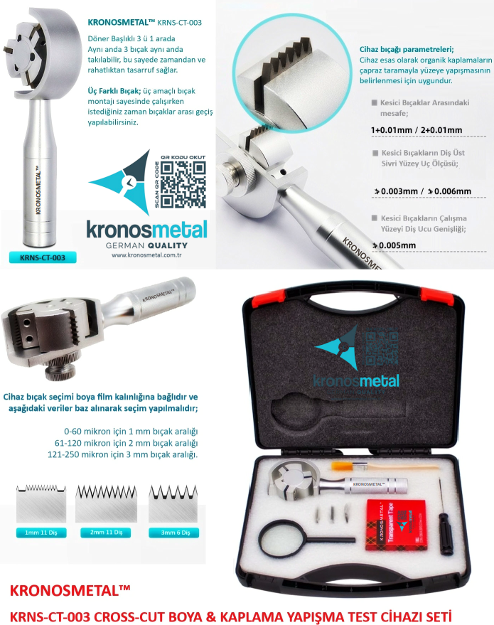 KRONOSMETAL™  Cross-Cut Boya Kaplama Yapışma Test Cihazı