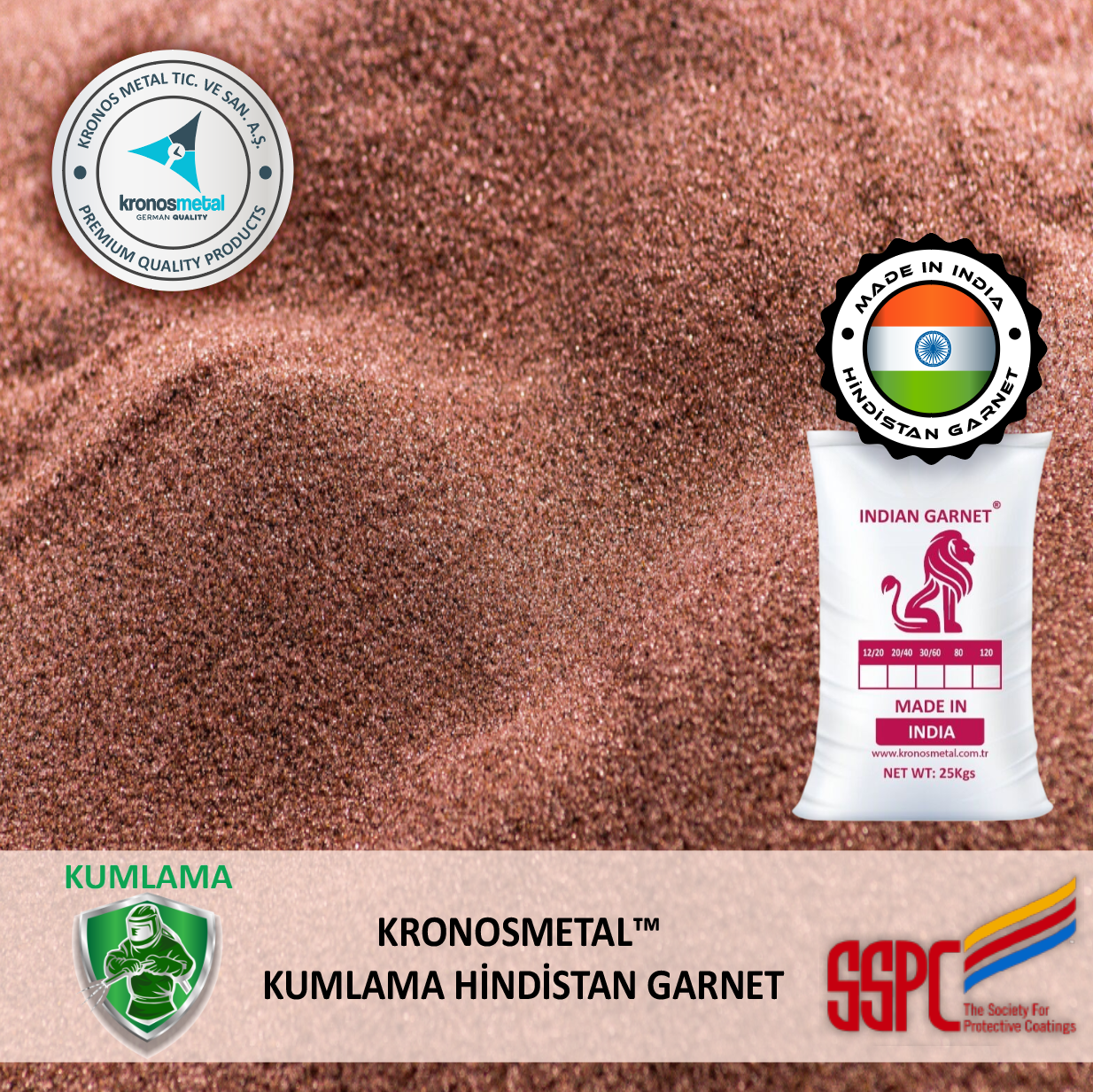 Hindistan Garnet Kumlama Kumu 120 Mesh 25kg