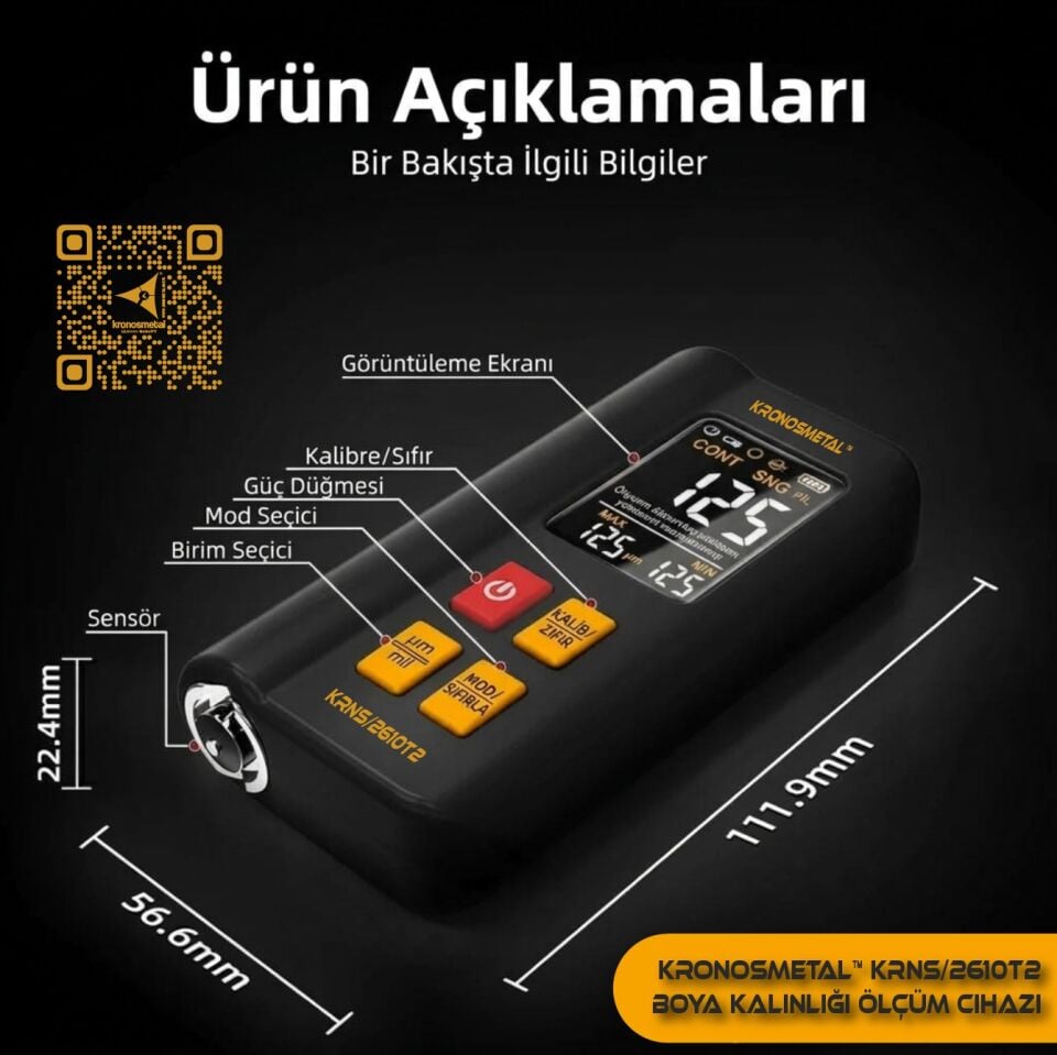 Kronos Metal™ KRNS 2610T2 Boya Kalınlığı Ölçüm Cihazı