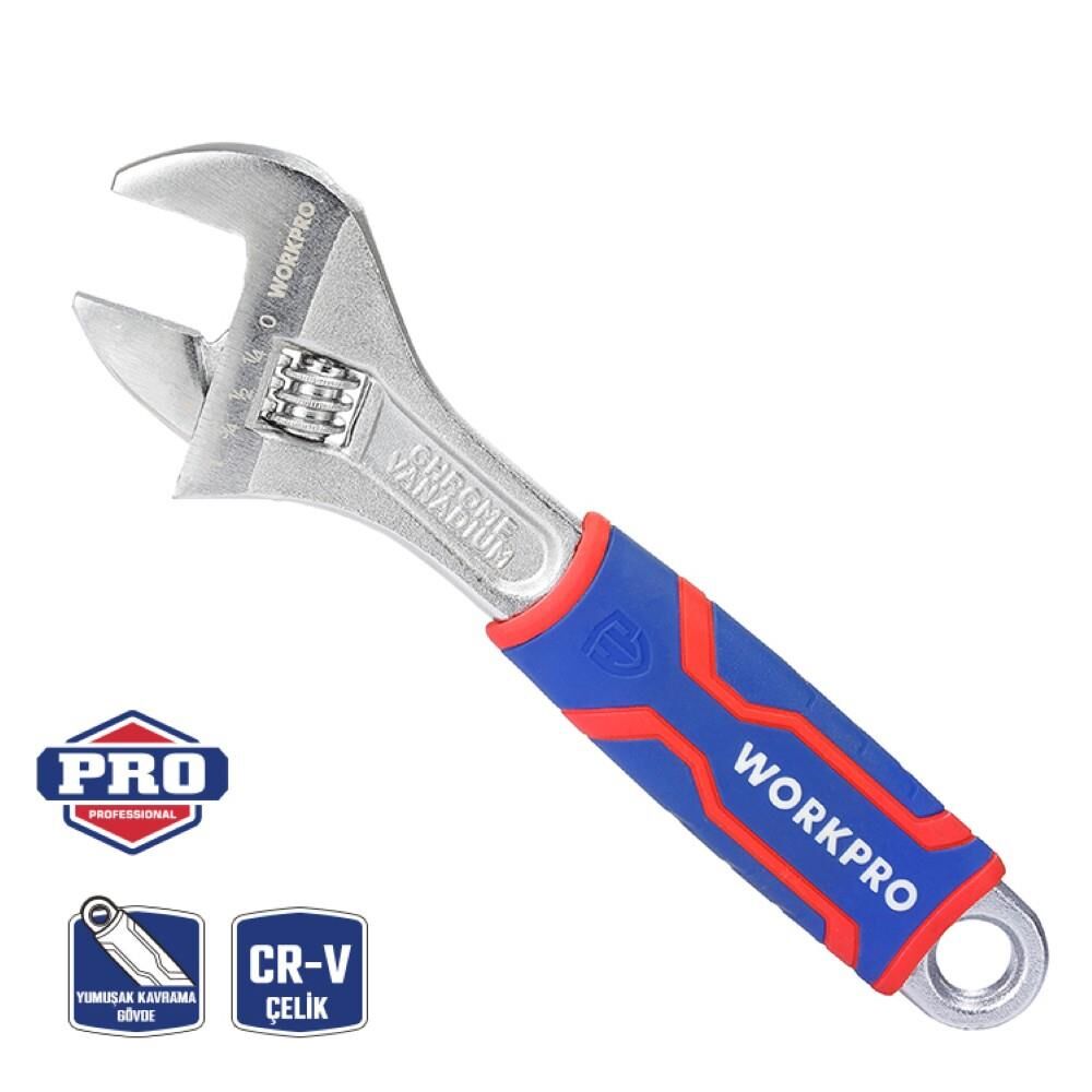 WORKPRO WP272011 200mm Cr-V Profesyonel Kurbağacık Anahtar