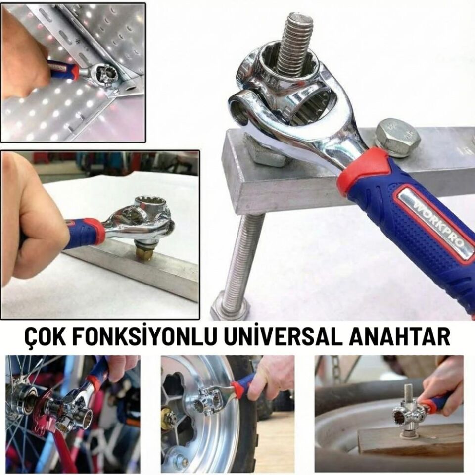 WORKPRO WP272018 8 IN 1 Mafsallı Çok Fonksiyonlu Profesyonel Lokma Anahtarı