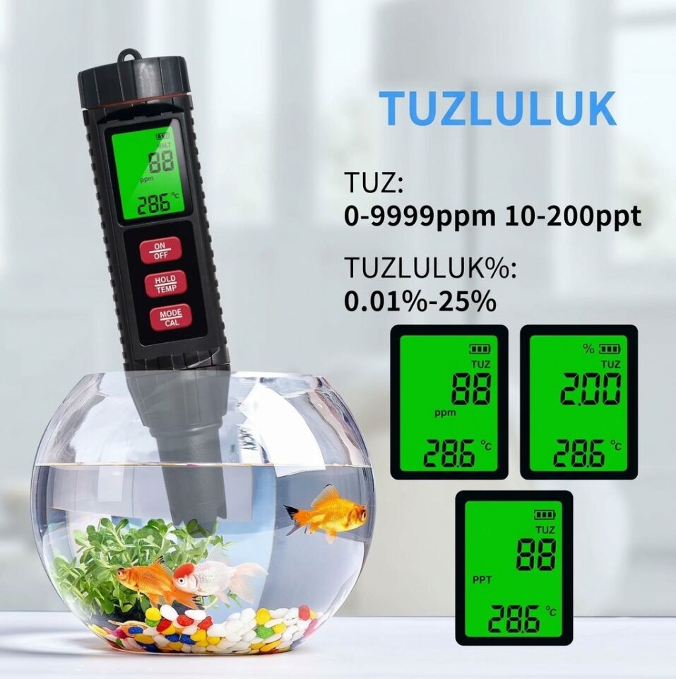 Çok Fonksiyonlu Dijital 7'si 1 Arada Su Kalitesi Test Cihazı | PH/TDS/EC/Tuzluluk/ORP/SG/Sıcaklık Ölçümü