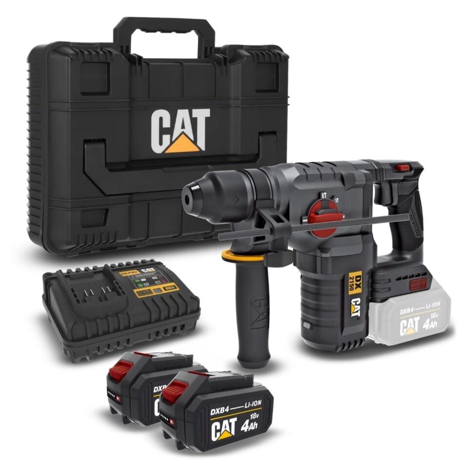 CAT DX2150 18Volt/4.0Ah 2.8J Li-ion Çift Akülü Kömürsüz Profesyonel SDS-Plus Kırıcı/Delici