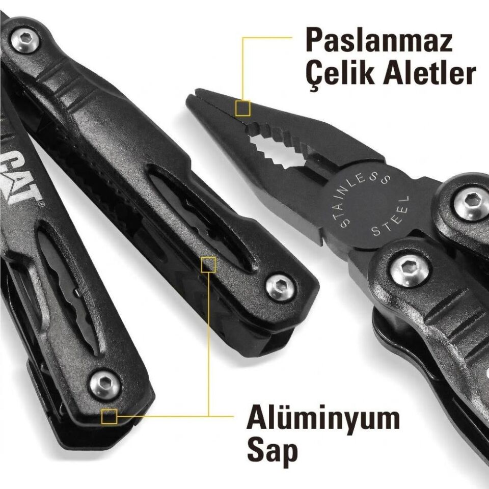 CAT DA980021 13 IN 1 Çok Fonksiyonlu Siyah Oksit Kaplamalı Profesyonel Pense Seti