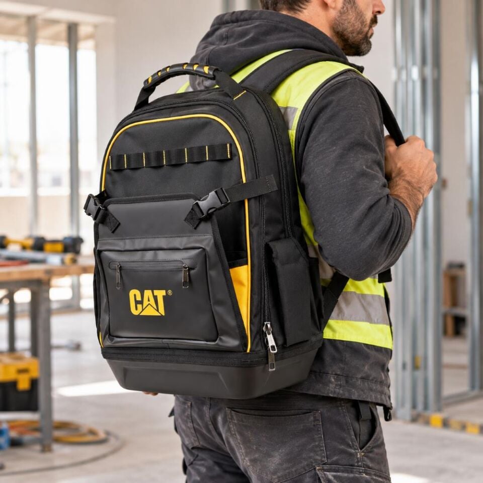 CAT DA981023 20'' 2+1 Bölmeli PVC Tabanlı Ağır Hizmet Bez Alet Sırt Takım Çantası