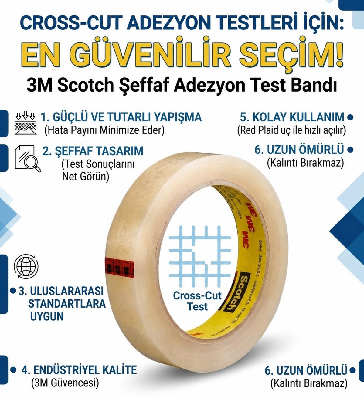 Cross-Cut Adezyon Test Bandı | Scotch Şeffaf Test Bandı