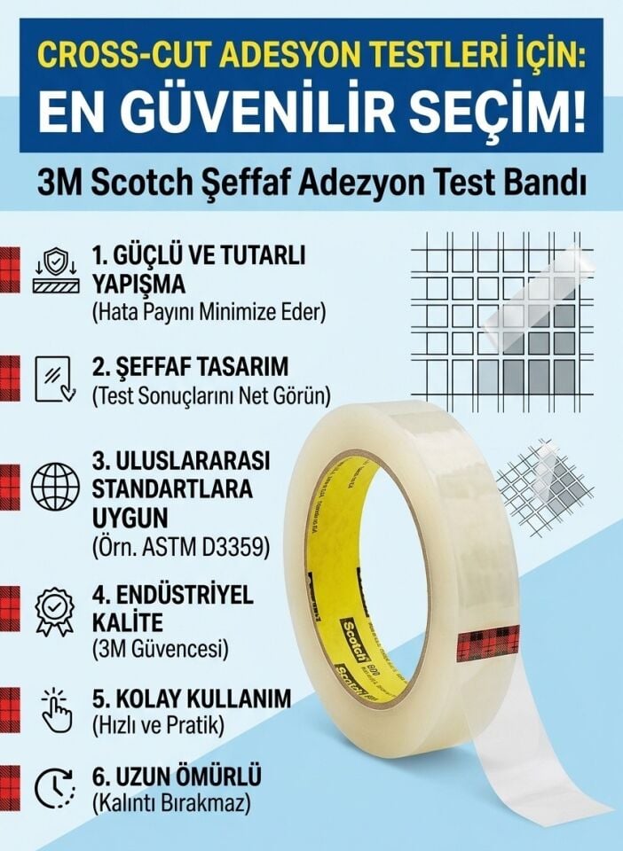 Cross-Cut Adezyon Test Bandı | Scotch Şeffaf Test Bandı